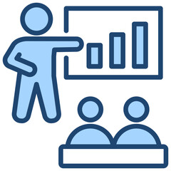 Staff Training Icon Lineal Blue Style
