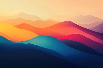 Majestic hues blend in serene mountain landscape at sunset