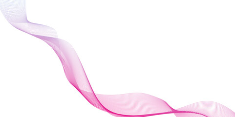 Abstract ping color wave line background, abstract smoke wispy shapes and formation, Pink curly ribbon isolated on white Pink ribbon symbolizing breast cancer awareness, 