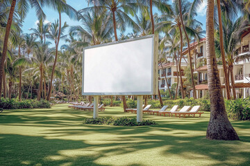 南国のリゾートにある白いパネル