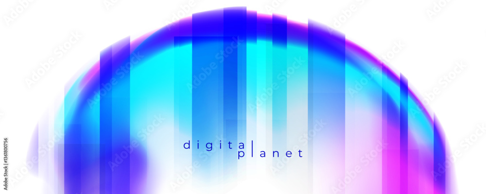Aufkleber digital planet. futuristic concept. bright fluid colors. defocused color gradients. blurred round sh