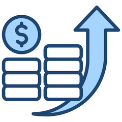 Economic Development Icon Lineal Blue Style