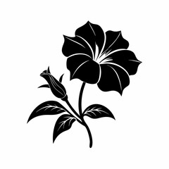 Petunia Silhouette Vector on White Background 