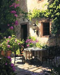 Spring Business Meeting in European Courtyard with Lavender Meet at a Spring Business Meeting Courtyard with Spring Business Meeting Peonies