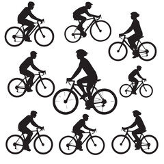 Cycling  set silhouette vector