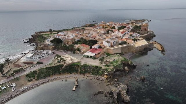 Isla de Tabarca en Santa Pola, Alicante, a vista de drone