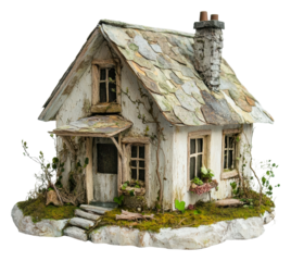 Charming miniature house model home rustic design isolated on transparent background