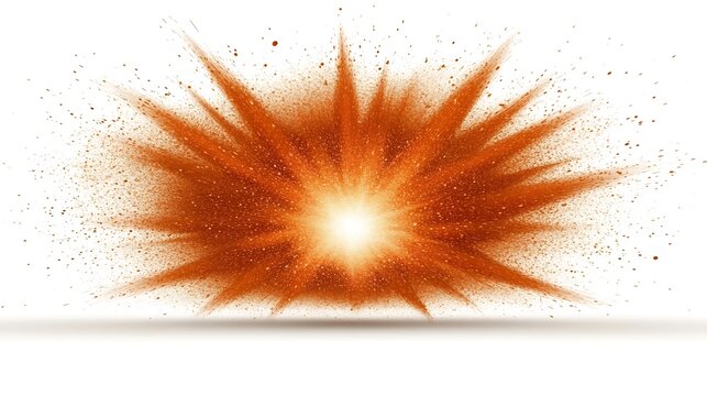Orange powder explosion with bright light and shadow.