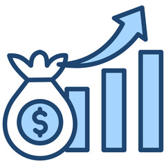 Capital Gains Icon Lineal Blue Style