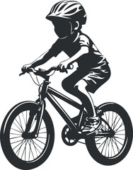 Naklejka premium Silhouette of a child cycling on a bicycle, ideal for sport and outdoor themes.