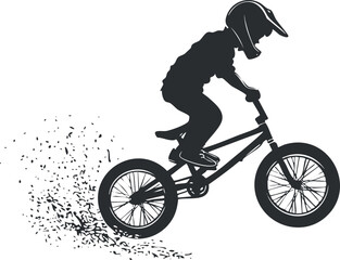 Naklejka premium Silhouette of a BMX rider performing a stunt for extreme sports design.