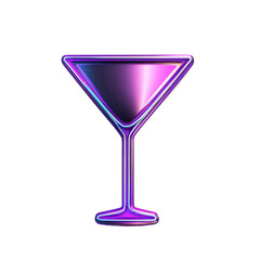 Vibrant neon martini glass icon with purple and blue gradient