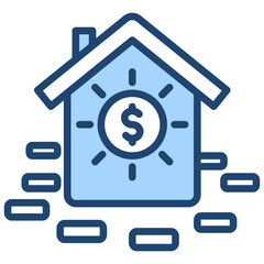 Property Investment Icon Lineal Blue Style