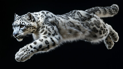 Fototapeta premium Snow leopard sitting like a king, royal leopard on the snowy peak, snow leopard's silence in a royal pose, snow leopard's regal presence