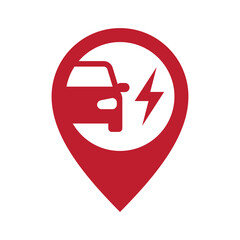Electric car charge station map pointer, EV charging point GPS pin, Vector illustration