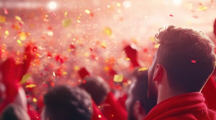 Celebration and Cheers: A sea of exuberant fans celebrate with confetti, capturing the sheer energy and excitement of the stadium.