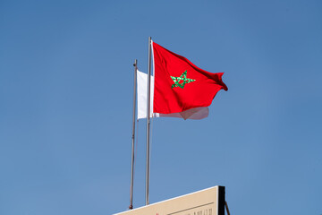 flag of morocco with sky landscape 