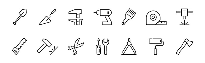 Obraz premium Tools icon set. Tool line icon. Vector illustration