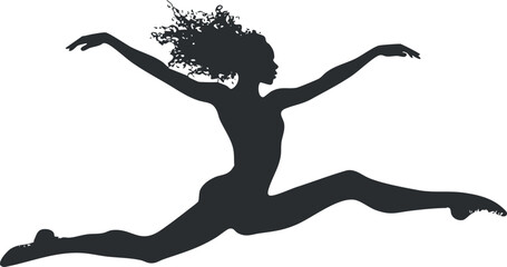 Fototapeta premium Silhouette of a dancer leaping gracefully, perfect for dance and fitness themes.