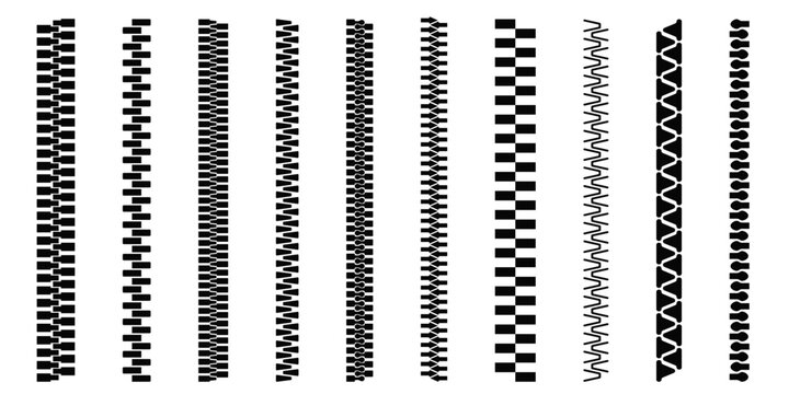 Zipper set. Zip brush. Zipper seamless. vector