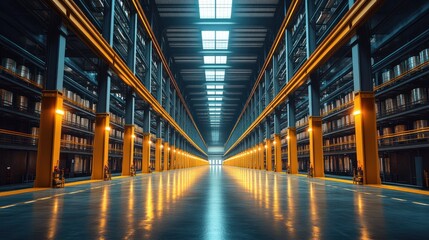 Fototapeta premium Imposing Industrial Interior: A Symphony of Steel and Light