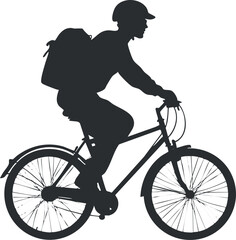 Obraz premium Silhouette of a cyclist on a bike for outdoor and transportation themes.