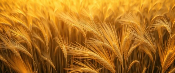 Naklejka premium Golden wheat field swaying gently in the breeze, rural scene, grain