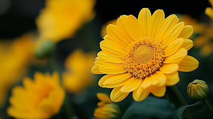 Close-up of a vibrant yellow flower with blurred background.