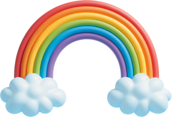Rainbow with Clouds 3D Render transparent background
