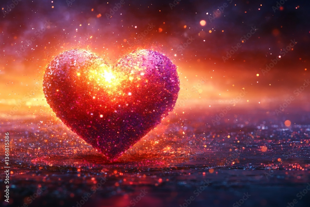 Aufkleber sparkling heart in vibrant colors radiates warmth and energy during twilight hours