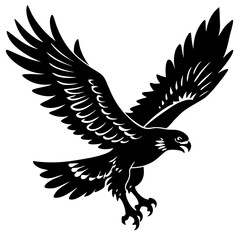 Obraz premium A vector silhouette of a hawk diving down with its claws extended,