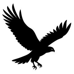Obraz premium A vector silhouette of a hawk diving down with its claws extended,
