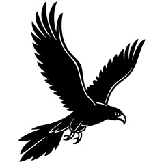 Obraz premium A vector silhouette of a hawk diving down with its claws extended,