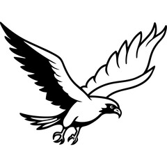 Obraz premium A vector silhouette of a hawk diving down with its claws extended,