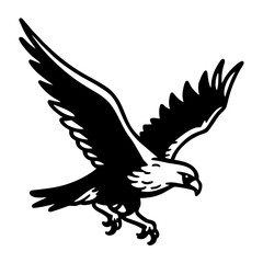 Obraz premium A vector silhouette of a hawk diving down with its claws extended,