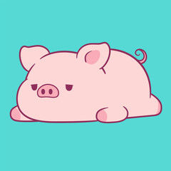 Cute Adorable Pig Cartoon Illustration