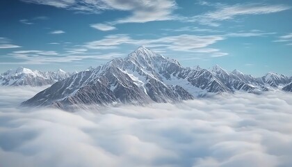 Obraz premium Snow-capped Peaks Above Cloudscape.