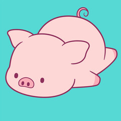 Cute Adorable Pig Cartoon Illustration