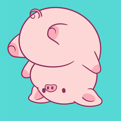 Cute Adorable Pig Cartoon Illustration