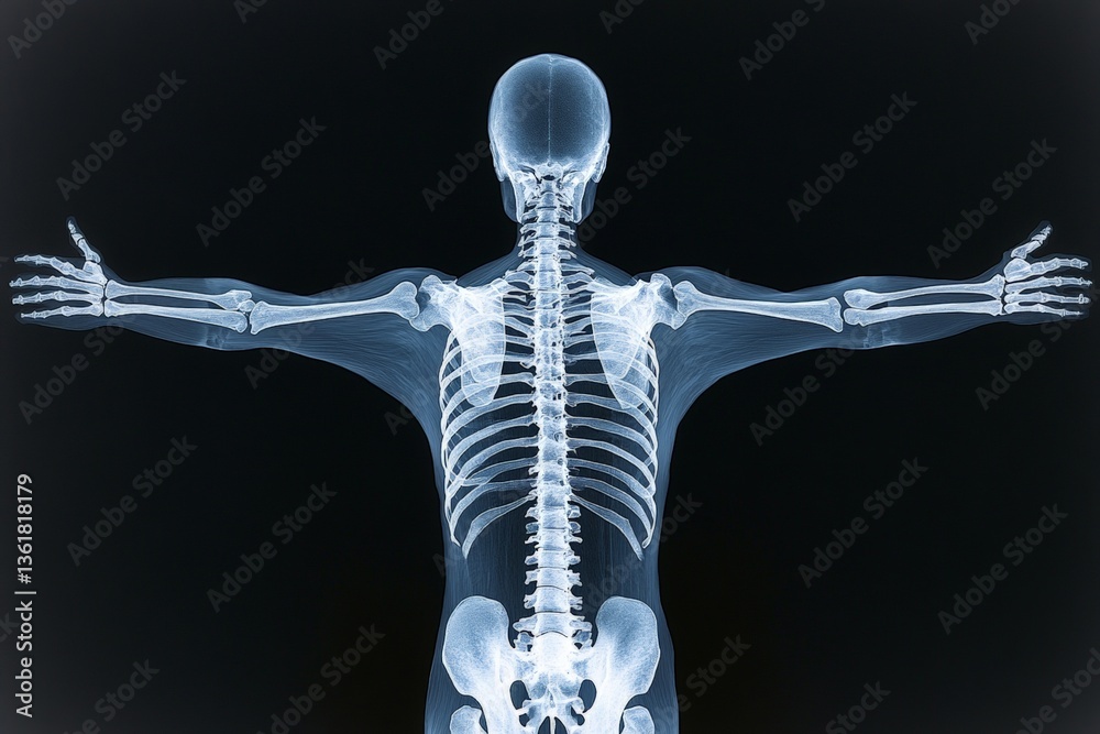 Aufkleber human skeletal structure displayed in an x-ray showing detailed bone alignment and posture