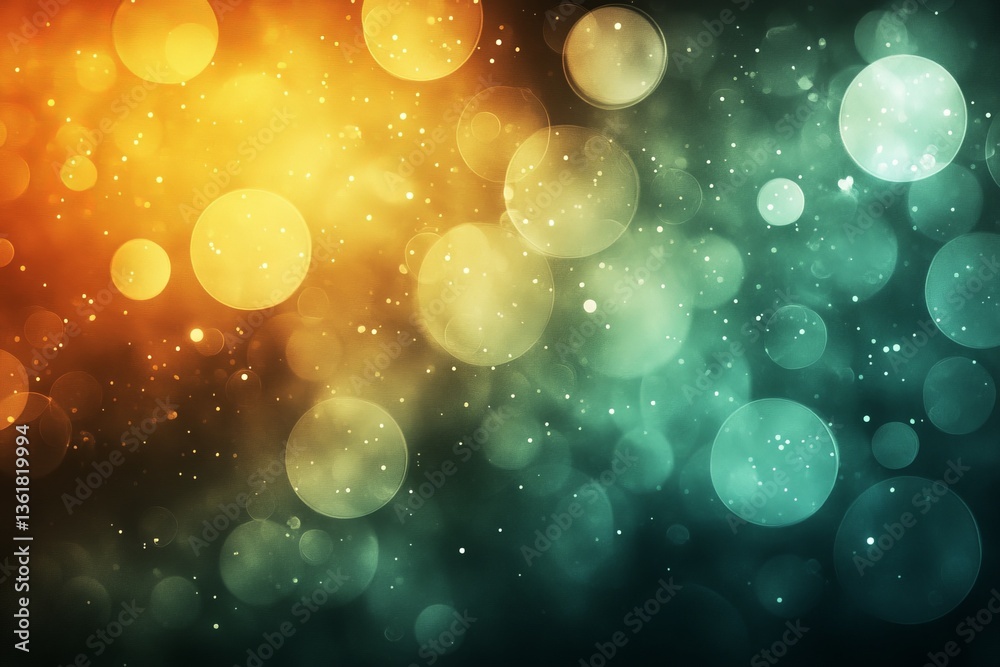 Aufkleber Colorful bokeh patterns create a dreamy background with orange and teal tones during an evening setting