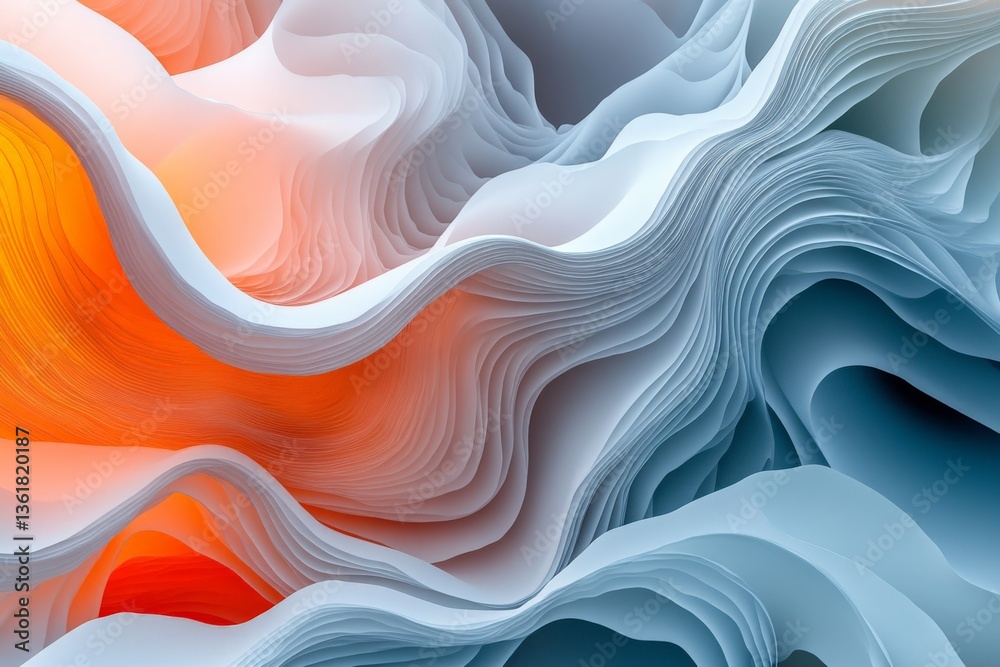 Aufkleber Swirling paper-like forms in soft colors create a dynamic abstract design that evokes movement and depth