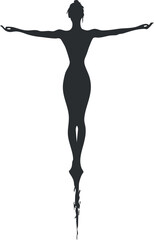 Abstract silhouette of a woman in a flowing pose for artistic designs.