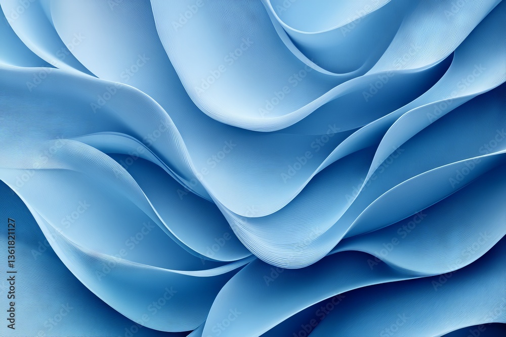 Poster Wavy texture of soft blue fabric creating an abstract background design for artistic applications