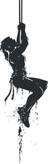 Silhouette of a climber on a rope, perfect for adventure and outdoor themes.