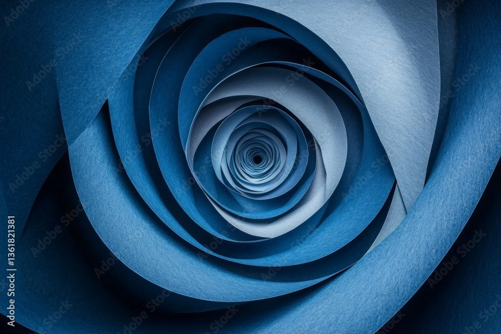 Aufkleber beautiful swirling blue paper rose design showcasing intricate layers and textures in a creative art