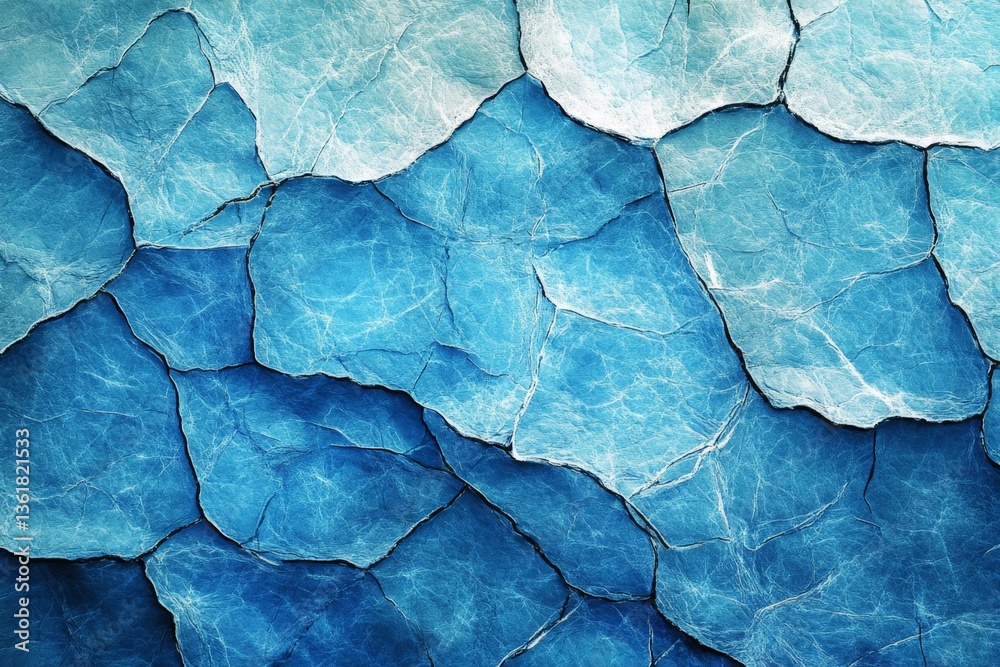 Aufkleber texture of blue ice formations showing intricate patterns and shades in a cold landscape