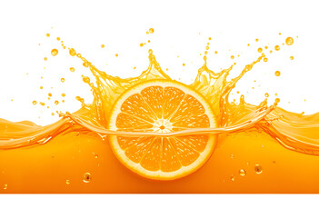 Juicy Orange Splashing isolated on transparent background