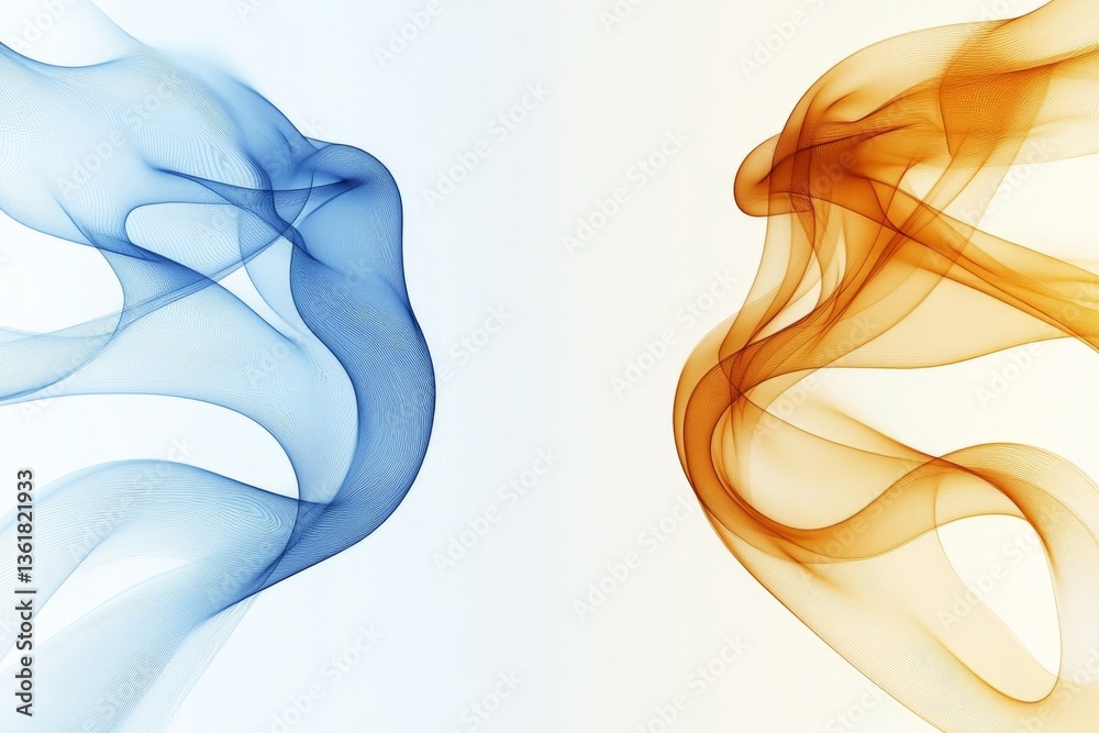 Leinwandbilder flowing patterns of blue and orange smoke intertwine against a soft background in a creative display