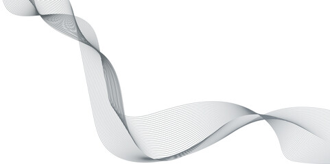 Abstract black wave line design with flowing lines on white background,  modern background with grey wavy lines and particles, black and white photo of a wave line on a pure white background,